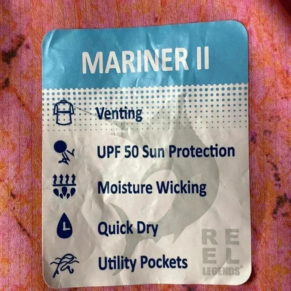 NWT REEL LEGENDS MARINER II MENS SIZE LARGE ORANGE PINK SCALE DESIGN POCKETS - Picture 3 of 15